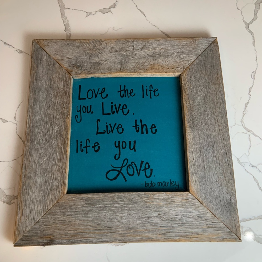 Handcrafted Rustic Wood Framed Bob Marley, Iconic Quote.